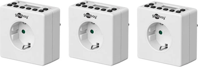 Wentronic goobay digitale Wochenzeitschaltuhr, IP20, weiß, 3er-Pack