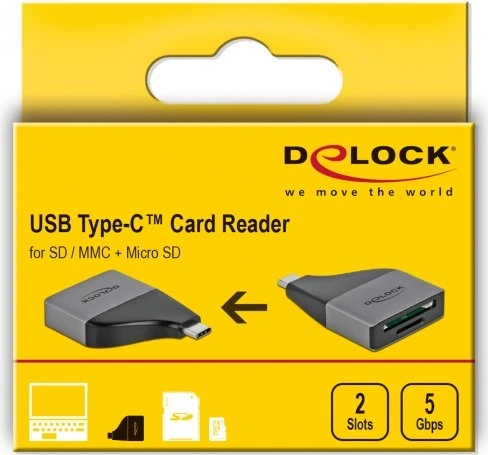 DeLOCK USB Typ-C Card Reader fpr SD/MMC und Micro SD Cards, USB-C 3.0 [Stecker]
