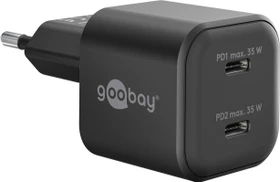 Wentronic Goobay USB-C PD GaN Dual-Schnellladegerät Nano 35W schwarz
