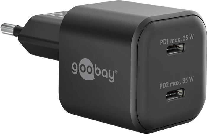 Wentronic Goobay USB-C PD GaN Dual-Schnellladegerät Nano 35W schwarz