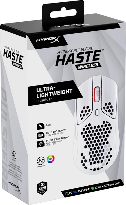 HP HyperX Pulsefire Haste Wireless weiß, USB