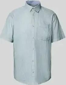 Tom Tailor Regular Fit Baumwolle Hemd kurzarm green/slub structure (Herren)