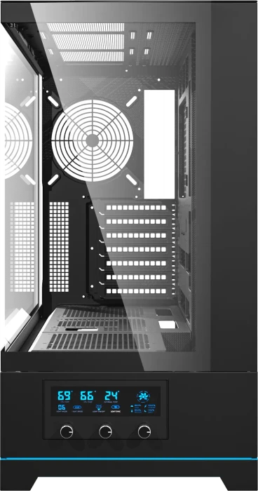 DarkFlash DY451 Pro Black, ohne Lüfter, Glasfenster