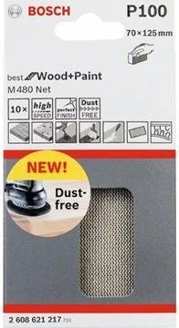 Bosch Professional M480 Best for Wood and Paint Gewebeschleifblatt K100, 70x125mm, 10 Stück