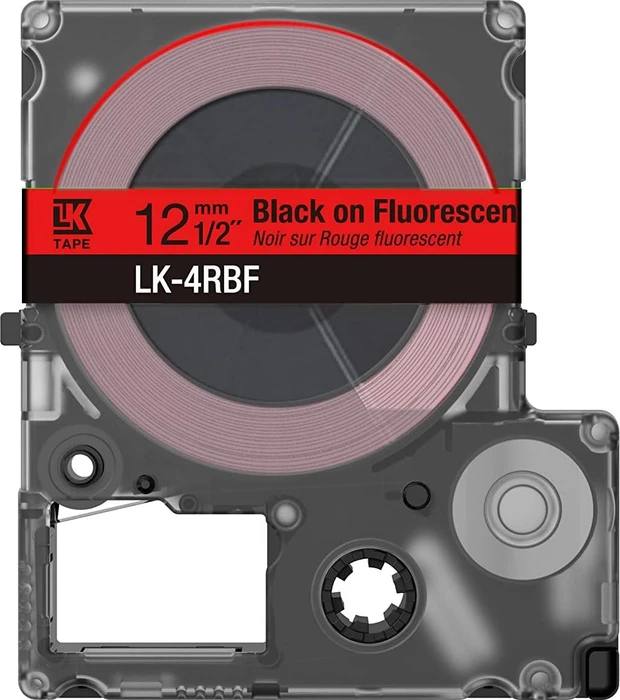 Epson LK-4RBF Beschriftungsband, 12mm, schwarz/fluoreszierend rot