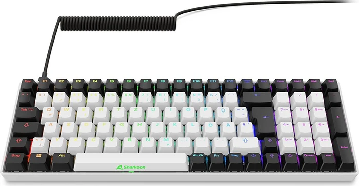 Sharkoon Skiller SGK50 S2 White, schwarz/weiß, LEDs RGB, hot-swap, Gateron BROWN, USB, DE