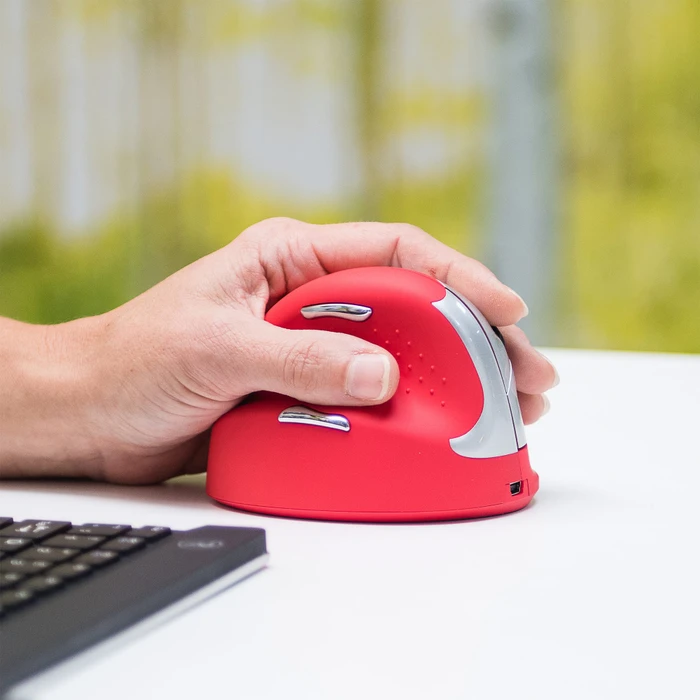 R-Go HE Sport Mouse Vertikale Maus rot, mittel, Linkshänder, Bluetooth