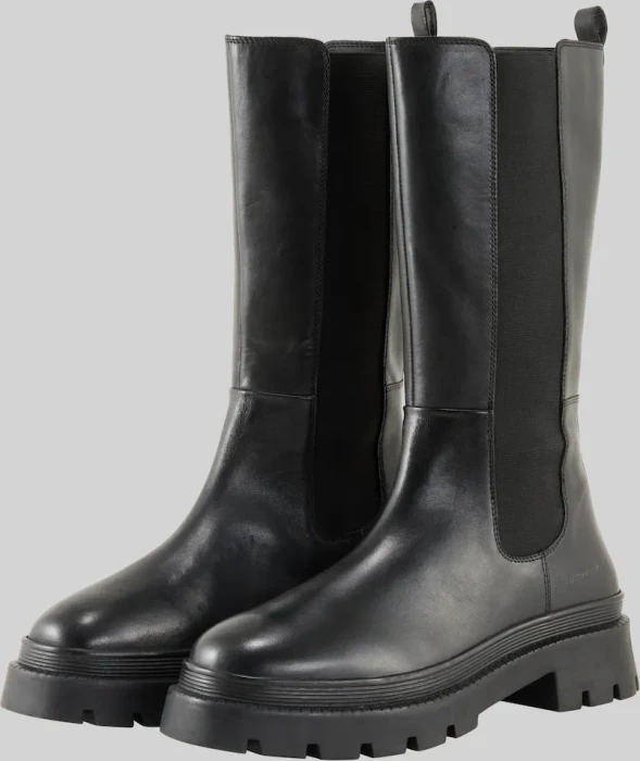Tom Tailor Gefütterte Lederstiefel schwarz (Damen)