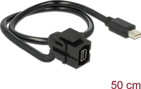 DeLOCK Keystone Modul mini DisplayPort Buchse via mini DisplayPort Stecker, 110°, mit Kabel, schwarz