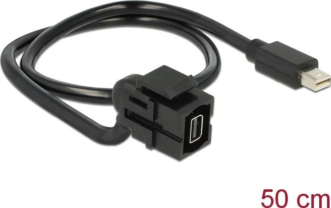 DeLOCK Keystone Modul mini DisplayPort Buchse via mini DisplayPort Stecker, 110°, mit Kabel, schwarz