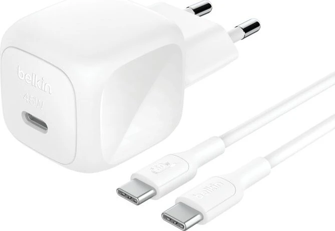 Belkin BoostCharge USB-C-Ladegerät + USB-C/USB-C-Kabel (45W) weiß