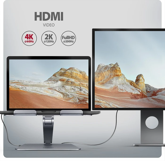 Axagon 7in1 Hub, Aluminium Stand, USB-C 3.0 [Buchse]