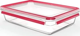 Emsa Clip&Close Glas rechteckig Aufbewahrungsbehälter 3l rot