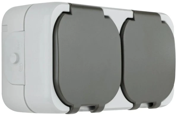 REV Ritter AquaTop Steckdose 2-fach AP IP44, grau