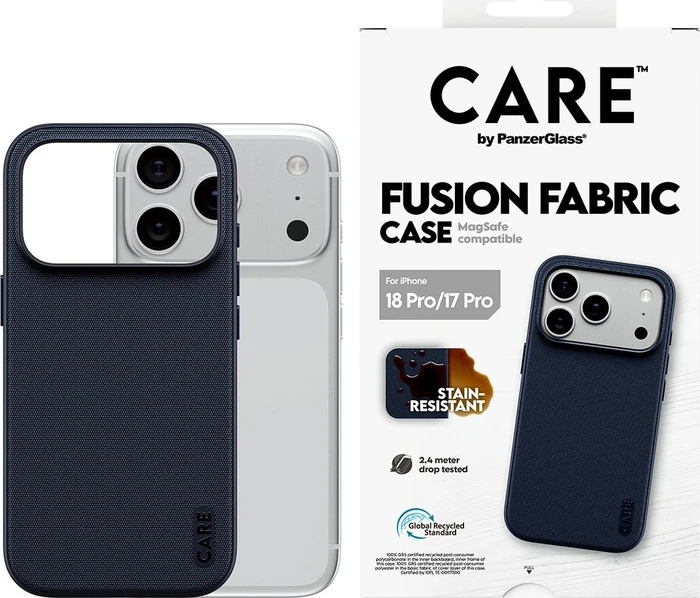 PanzerGlass Care Fusion Fabric Case w. MagSafe für Apple iPhone 18 Pro blau