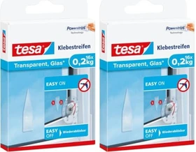 tesa Powerstrips Klebestreifen transparente Oberflächen/Glas weiß, 16 Stück