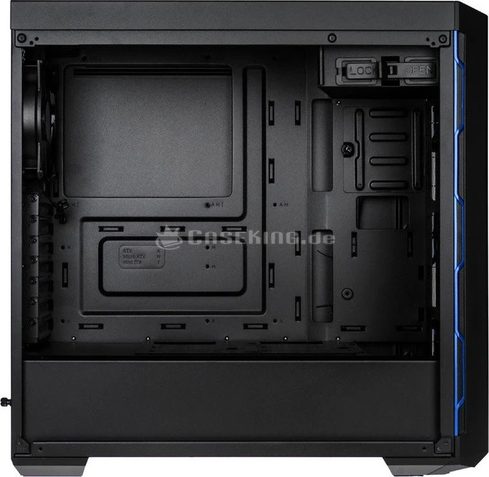 Cooler Master MasterBox MB600L schwarz/blau, Acrylfenster, mit 5.25" Schacht