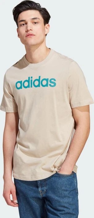 adidas Essentials Single Jersey Linear Embroidered Logo T-Shirt kurzarm wonder beige (Herren)
