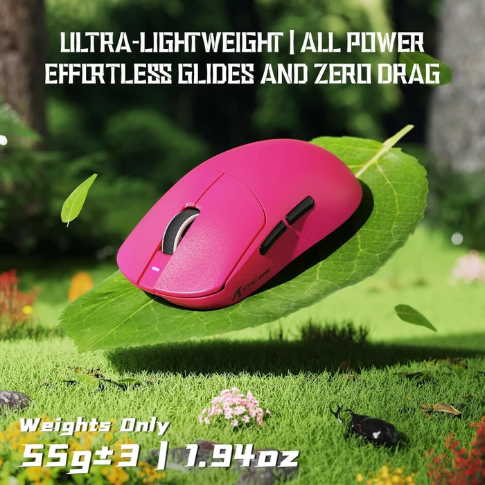 Attack Shark X8 SE Tri-mode Wireless Gaming Mouse, Berry Red, USB/Bluetooth