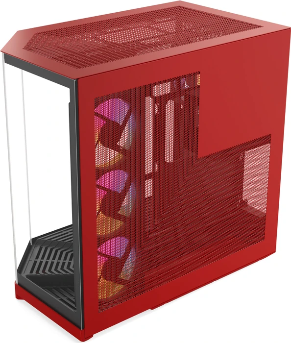 Hyte Y50 Black Cherry, rot/schwarz, Glasfenster