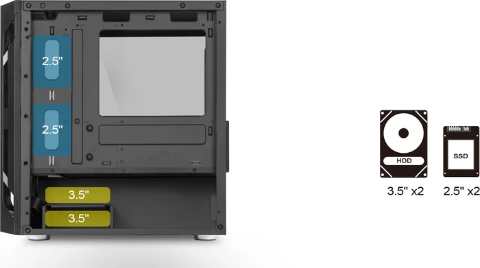 SilverStone Fara H1M, schwarz, Glasfenster