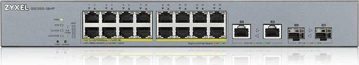 Zyxel GS1350 Desktop Gigabit Smart Switch, 16x RJ-45, 2x RJ-45/SFP, 250W PoE+