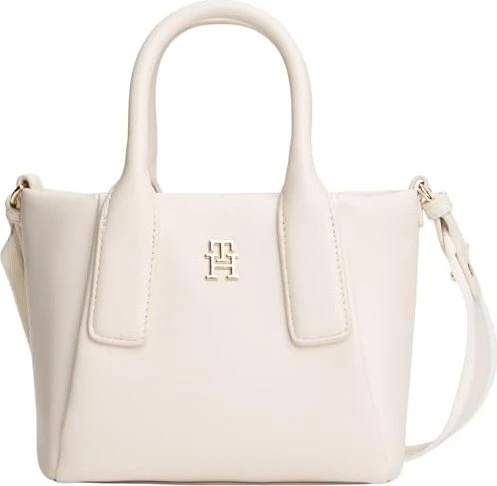 Tommy Hilfiger Essential Crossbody-Tote-Bag mit Metallic-Logo Handtasche soft cream
