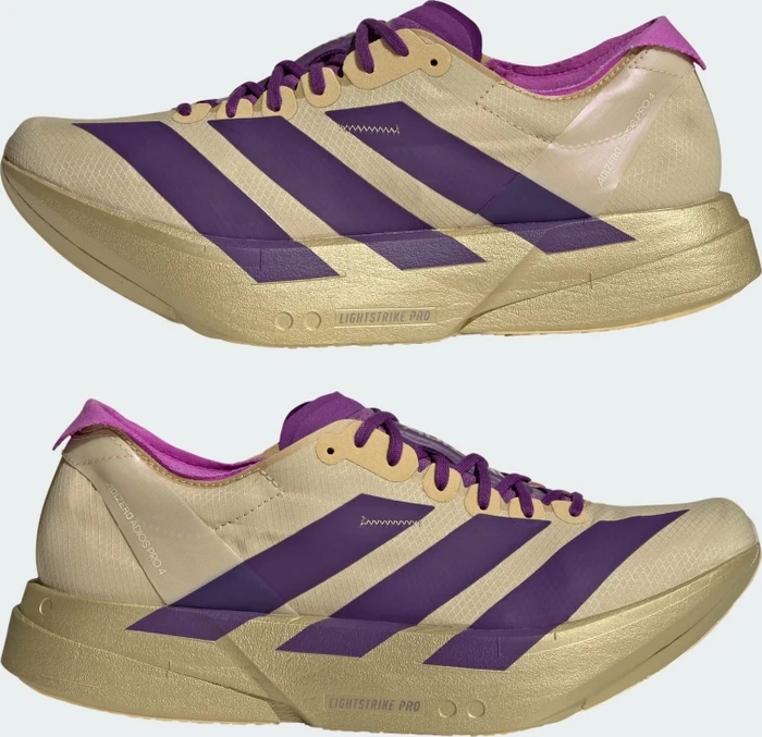 adidas Adizero Adios Pro 4 sand/rich purple/gold metallic (Herren)