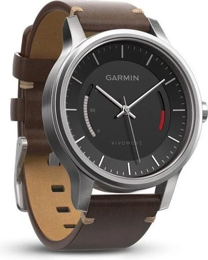 Garmin vivomove Premium Edelstahl Aktivitäts-Tracker silber/braun