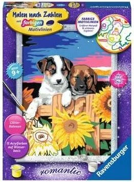 Ravensburger Malen nach Zahlen Welpen im Sonnenuntergang