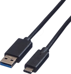 Roline / Secomp Green USB 3.2 Gen 1 Kabel A-C ST/ST 0.5m schwarz