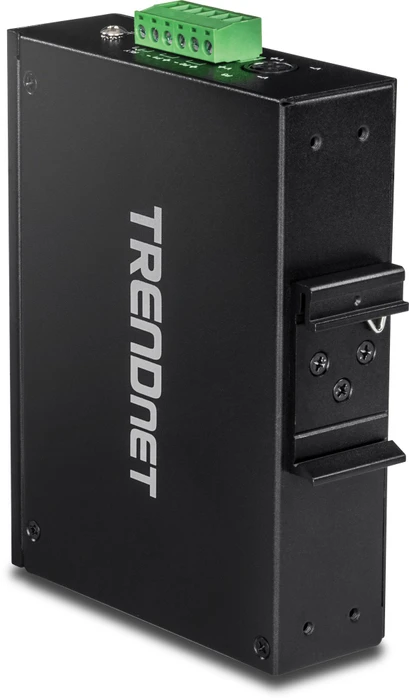 TRENDnet TI Hardened Industrial Railmount Gigabit Switch, 4x RJ-45, 1x SFP, 1x RJ-45/SFP, 120W PoE+