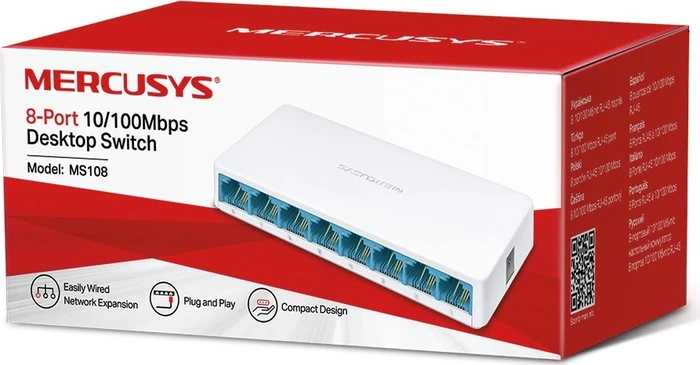 Mercusys Desktop Switch, 8x RJ-45