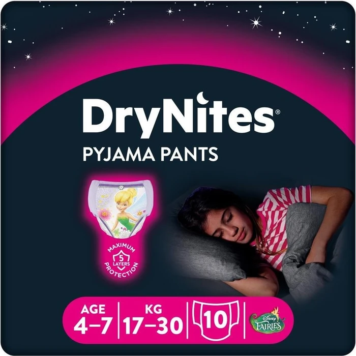 Huggies DryNite Girls Einwegwindel, 4-7J, 17-30kg, 10 Stück