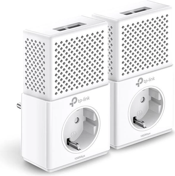 TP-Link Powerline AV1000 Passthrough Starter Kit V2.0, HomePlug AV2, 2x RJ-45, 2er-Pack