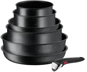 Tefal L39987 Ingenio Black Stone Kochgeschirr-Set, 7-tlg.