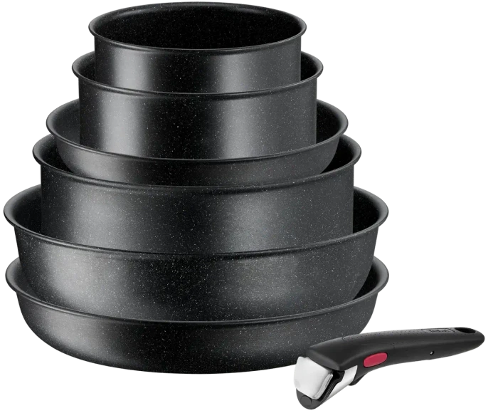 Tefal L39987 Ingenio Black Stone Kochgeschirr-Set, 7-tlg.