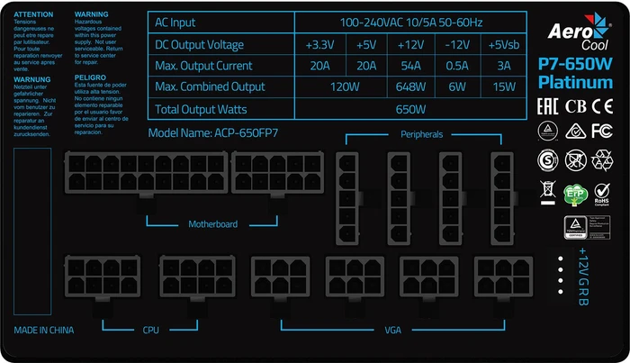 AeroCool Project 7 650W, ATX 2.4
