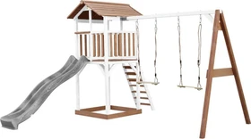 Axi Spielturm Beach Tower mit Doppelschaukel und Rutsche braun/weiß/grau
