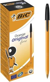 BIC Orange Original fine 0.35mm Kugelschreiber (Mine) schwarz/orange, 20er-Pack