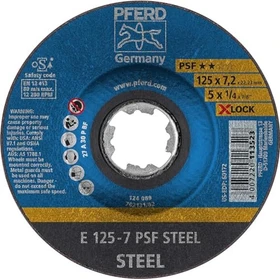 Pferd E 125-7 PSF STEEL/X-LOCK Schleifscheibe gekröpft, 125x7mm, 10 Stück