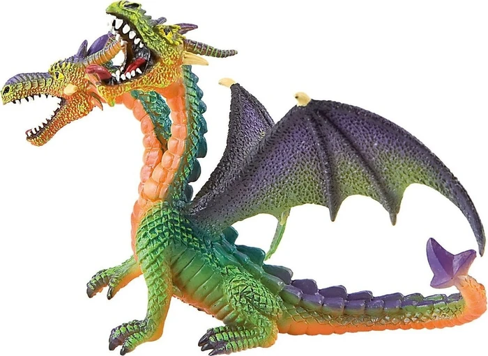 Bullyland Figurine World - Fantasy - Drache mit 2 Koepfen grün