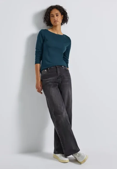 Street One Basic Shirt langarm tide blue (Damen)