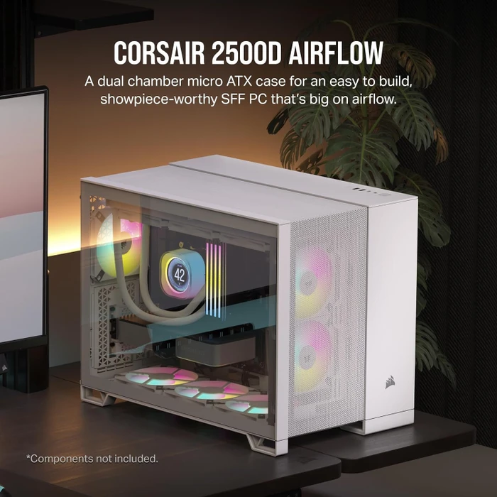 Corsair 2500D Airflow, weiß, Glasfenster