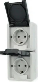 Gira SCHUKO-Doppelsteckdose 16A 250V senkrecht, grau