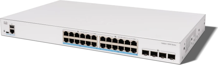 Cisco Catalyst 1300X Rackmount 2.5G Managed Switch, 24x RJ-45, 4x SFP28, 740W PoE++