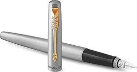 Parker Jotter stainless steel/gold trim, rechte Hand, mittel, Geschenkbox