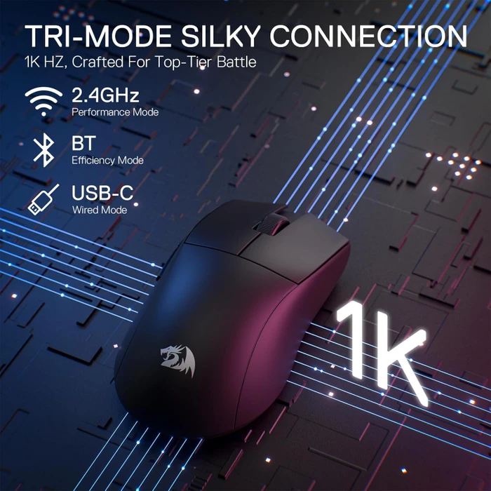 Redragon M916 K1NG Pro 1K 3-Mode Wireless Gaming Mouse schwarz, USB/Bluetooth