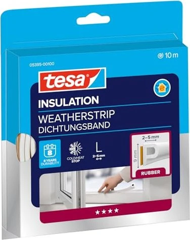 tesa INSULATION Dichtungsband weiß, Abdichtband, 9mm/10m, 1 Stück