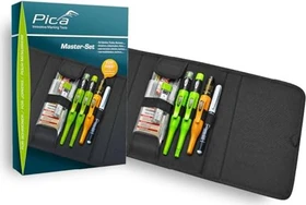 Pica-Marker Master Set Schreiner Zimmermannsbleistift sortiert, Etui, Anspitzer, 4er-Set